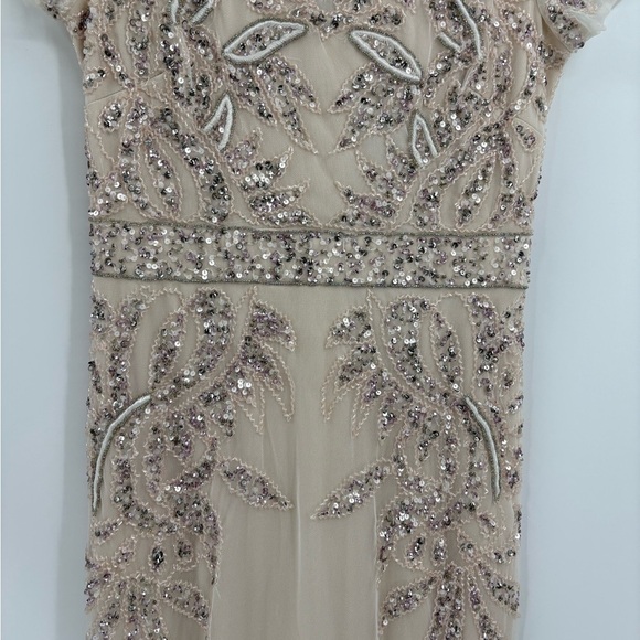 adrianna papell Embellished Mesh Sequin Cocktail wedding Formal Gown dress 2 NWT - Picture 4 of 16